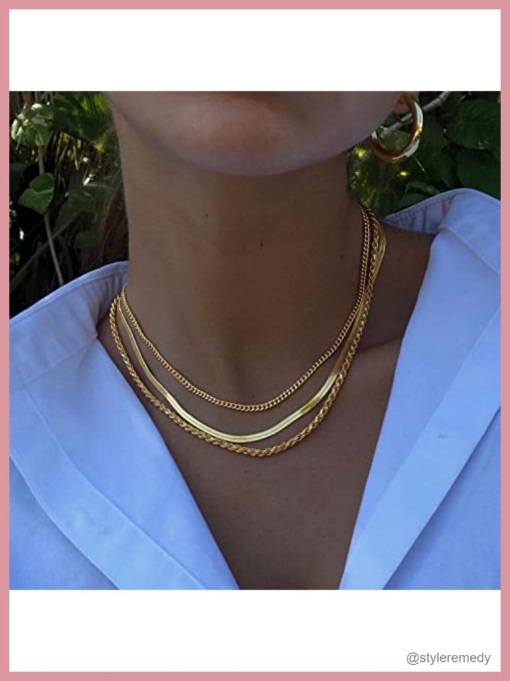 14K Gold Plated Herringbone Snake Choker Necklace Set Non Tarnish - Picture 3 of 6